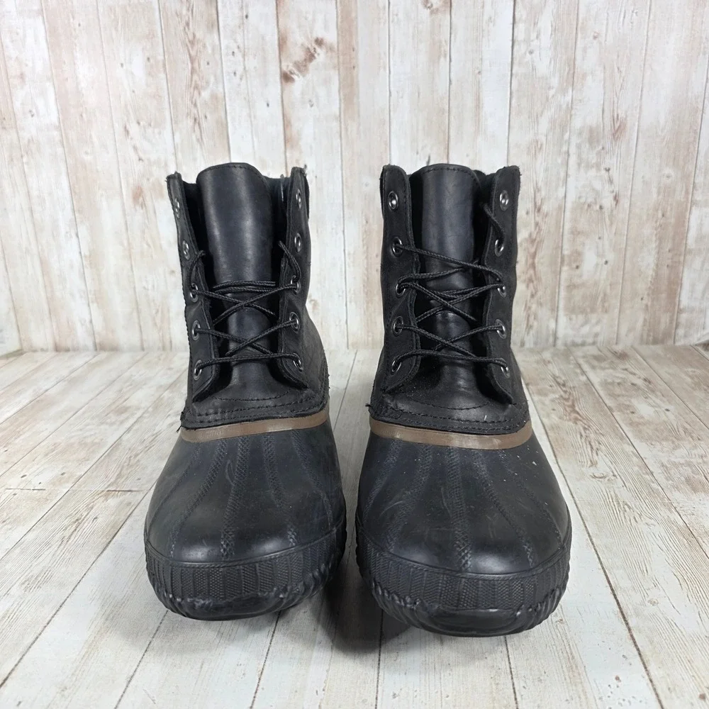 Sorel Men's Black Leather Lace Up Duck‎ Winter Snow Boots Waterproof Size 10